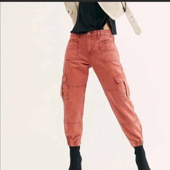 Free People We The Free Platoon Cargo Pants in Rust NWOT...